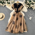 Embroidered Doll Neck Floral Dress