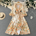 Ethnic Style Bow-tie Floral Dress