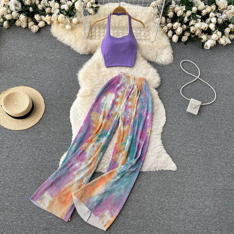 Knit Top Wide Leg Trouser Suit