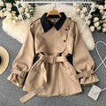High-end Color Blocking Trench Coat