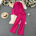Colored Pleated Shirt&Trousers 2Pcs