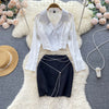 White Shirt&Black Skirt 2Pcs Set