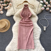 Sleeveless Pink Dress with Pearl Neckline