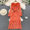 Hollowed Embroidered Flared Sleeve Dress