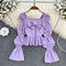 Square Collar Ruffled Chiffon Shirt