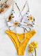 Floral Printed Lace-up Tanga Bikini