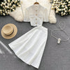 Single-breasted Top&Skirt 2Pcs Set