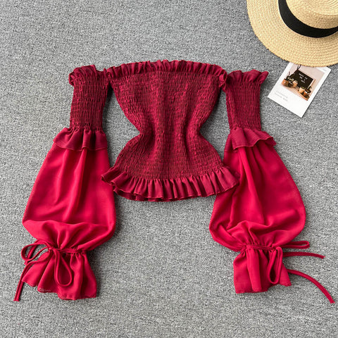 Niche Strapless Solid Colour Shirt