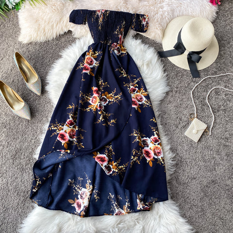 Strapless Floral Midi Dress