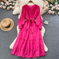 Solid Color Openwork Lace Dress