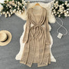 Solid Color Hollowed Cardigan Dress