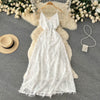 White Tassel Pleated Halter Dress