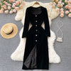 Black French Velvet Waist Dress