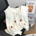Sweet 3D Strawberry Knitted Cardigan