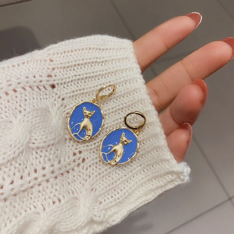 Silver Needle Klein Blue Stud Earrings