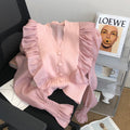 Ruffled Lace Shirt Sleeve Cardigan