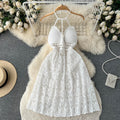 Fairy Hollowed Mesh Crocheted Halter Dress