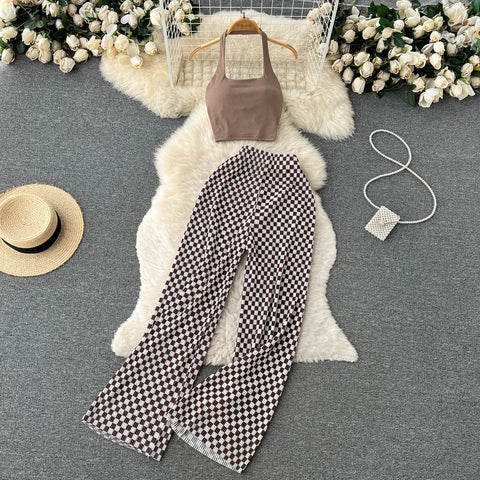 Knit Top Wide Leg Trouser Suit