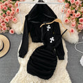 Two-piece Embroidered Sweater & Suspender Skirt