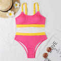 Two-piece Patchwork Two-strap Swimsuit