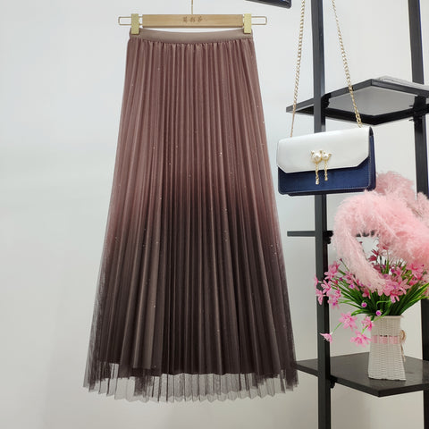 Both Sides Wear Gradient Mesh Skirt