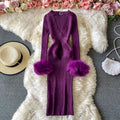 Low-cut Halter Bright Silk Knit Dress