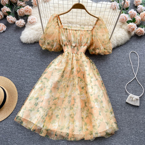 Mesh Chiffon Floral Dress