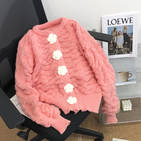 Loose Fitting Cute Embellished Cardigan