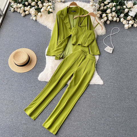 Vest&Lapel Suit&Pants 3Pcs Set