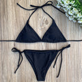 Solid Drawstring Three-point Bikini