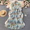 Lace Stand Collar Floral Chiffon Dress