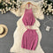 Jacquard Lace-up Vest&Skirt 2Pcs Set