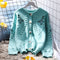 Thermal Floral Embroidered Short Cardigan