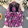 French Style Floral Printed Chiffon Dress