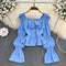 Square Collar Ruffled Chiffon Shirt