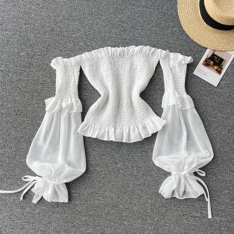 Niche Strapless Solid Colour Shirt