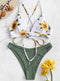 Floral Printed Lace-up Tanga Bikini