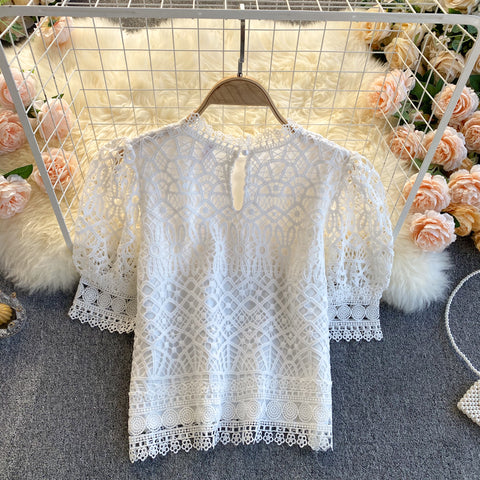 Hollow Lace Mesh Top