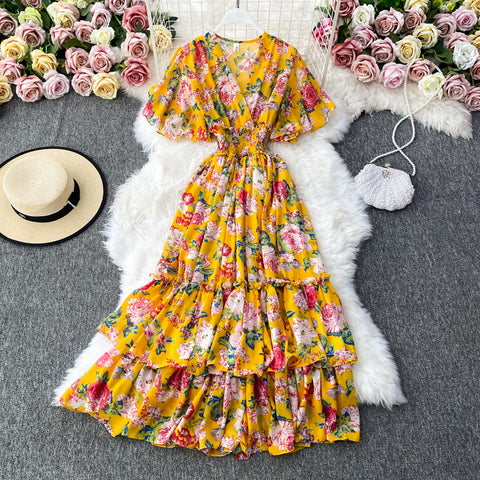 V-neck Floral Dress