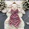 Lace Deep V-neck Velvet Slip Dress