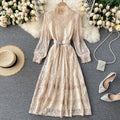 Fairy Hollowed Lace Stand Collar Dress