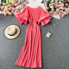 Ruffled Flared Sleeve Pleated Dress