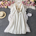 Cotton&Linen Embroidered Tassel dress