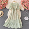 Round Collar Hollowed Water-soluble Lace Dress