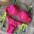 Mixed Colour Simple-design Stringed Bikini