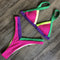 Multi-colored Patchwork High-waisted Bikini