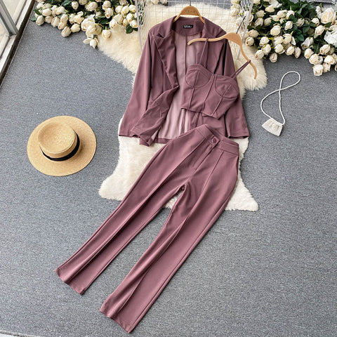 Vest&Lapel Suit&Pants 3Pcs Set