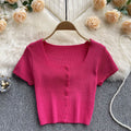 Short Sleeve Solid Colour Stretch T-shirt
