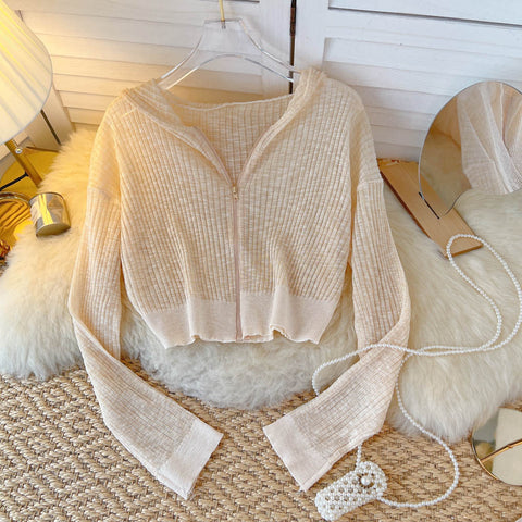 Hooded Long Sleeve Sun-protecting Cardigan