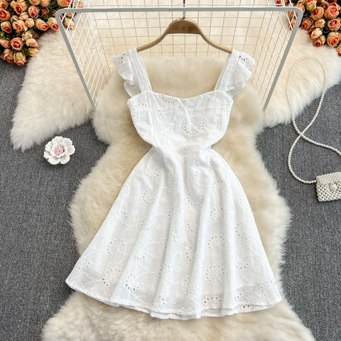 Fairy Slim-fit A-line Hollowed Dress